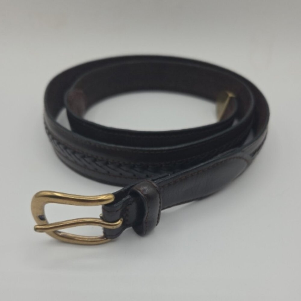 Men’s Leather Belt Brown Braided 38/95 Brass Buckle